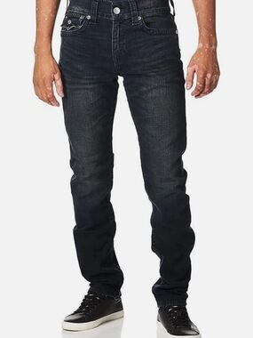 True Religion Men's Slim Straight Jeans -Dark Blue